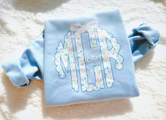 Blue & baby pink monogram design