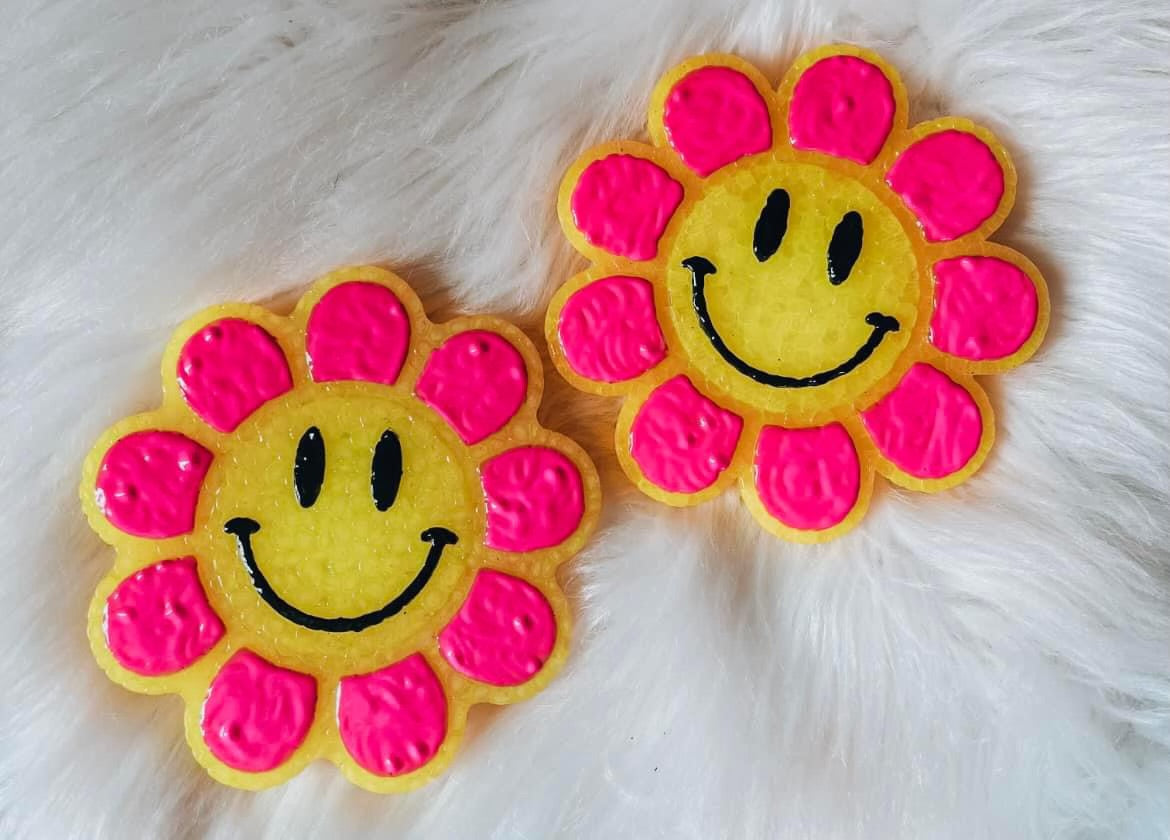 Pink/Yellow Smiley Flower Freshie