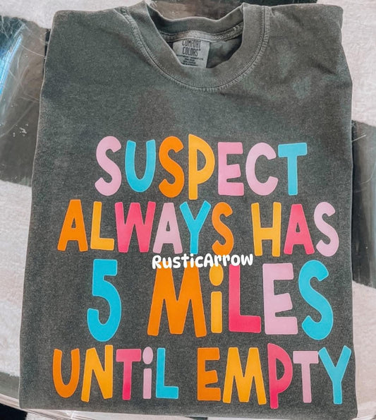 Suspect Has 5 Miles Design