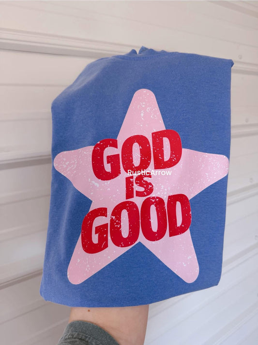 God is good pink star